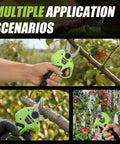 Cordless Electric Pruning Shears With Brushless Motor, Garden Pruner cutting branches and flowers in multiple scenarios
