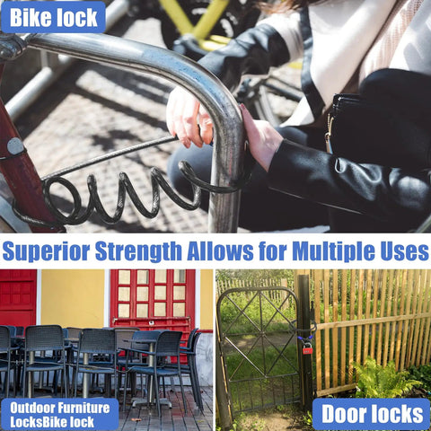 Half Inch Built Tough Heavy Duty Security Cable Lock With Loops For Outdoor Use securing a bike to a metal rail