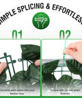 Artificial Ivy Privacy Fence Screen 120 By 40 Inches showing splicing and zip tie installation steps for easy setup.