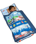 Nap Mat For Toddlers With Removable Pillow Fire Police Rescue Theme Roll Up Design Carry Handle Secure Straps Soft Microfiber