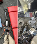 Damaged Bolt And Stud Extractor Tool Grips And Removes One Quarter To One Half Inch Studs With Three Eighth Inch Drive shown in use