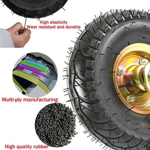 Close-up of Straight Up Heavy Duty Industrial Caster Pair Featuring Silent Rubber Wheels and Thick Steel Base Plates, highlighting durable rubber tire.