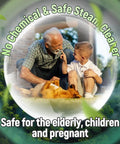 Elderly man and child with dog, highlighting chemical-free safety of 10-In-1 Beast Mode Handheld Steam Cleaner With 2500W Power