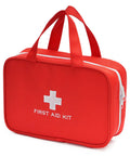Compact First Aid Kit Bag For Home Travel Camping And Car, red medical pouch with dual handles and multiple compartments