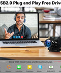 Starvis USB Camera Module 0.001Lux Ultra Low Light H264 HDR 1080P Security Webcam Module With 110 Degree Wide Angle Lens shown next to laptop with video call on screen