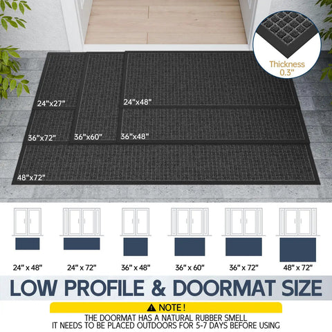 All Weather Front Door Mat Indoor Outdoor 72 Inch By 36 Inch Non Slip Rubber Backing Welcome Floor Mat for patio and garage.