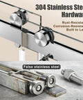 Frameless Sliding Bathtub Shower Door 60 X 60 Inch with Clear Tempered Glass showing 304 stainless steel hardware close-up.