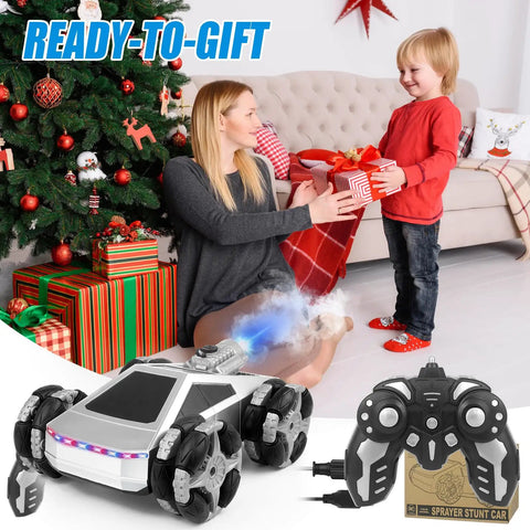 All Terrain 4WD High Speed Remote Control Monster Truck 1:16 Scale, 2.4GHz RC Car With LED Lights And Spray in holiday setting