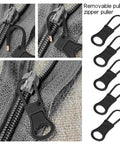 Ten Piece Zipper Pull Replacement Kit With Detachable Tabs For Jackets Backpacks Purses Suitcases And Luggage In Black