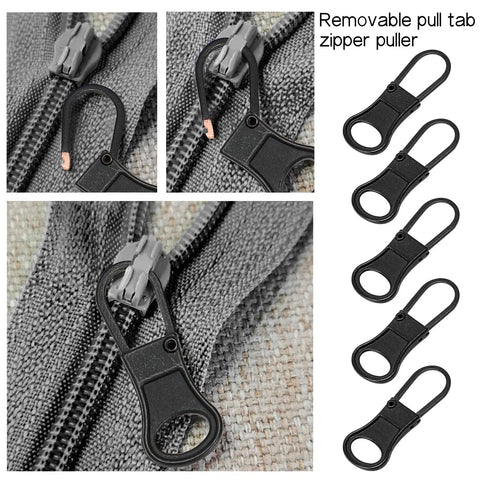 Ten Piece Zipper Pull Replacement Kit With Detachable Tabs For Jackets Backpacks Purses Suitcases And Luggage In Black
