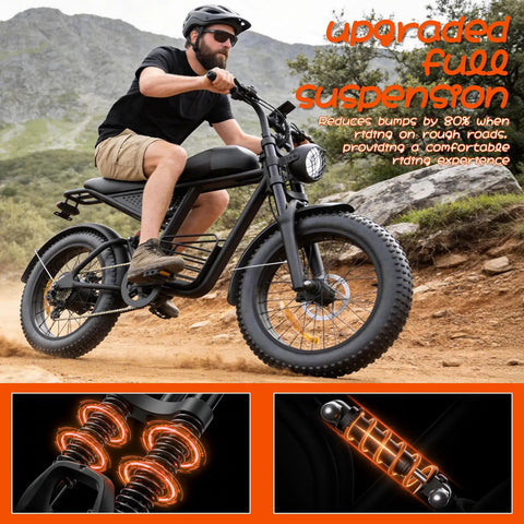 Electric Fat Tire Bike For Adults With Dual Peak 1500W 3000W Motor 35 MPH Top Speed 20 By 4 Fat Tires on dirt trail