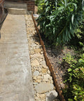 Installed Garden Edging Kit With Rustic Picket Panels For Flower Beds And Landscape Borders Charred Wood Construction