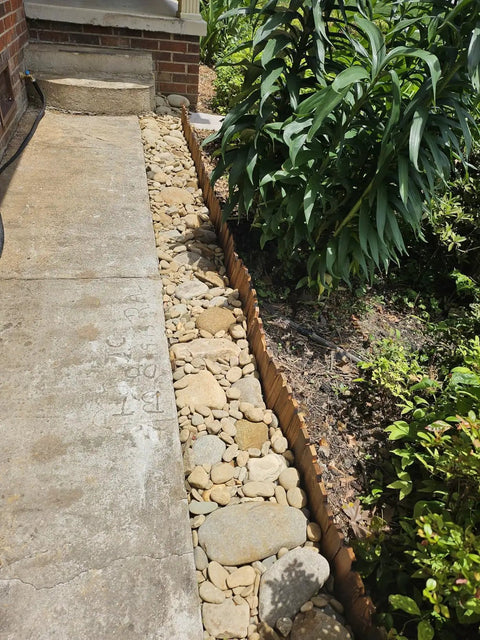 Installed Garden Edging Kit With Rustic Picket Panels For Flower Beds And Landscape Borders Charred Wood Construction
