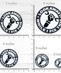 Funny Handyman Mechanic Sticker Set Waterproof Vinyl Decals For Cars Trucks Laptops Helmets Water Bottles Bicycles Luggage And More Easy Peel And Stick 4 Inch featuring fist holding wrench design