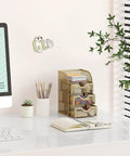 Mesh Desk Organizer With 3 Drawers Heavy Duty Desktop Storage Caddy For Office And Home Gold Finish Stationery Organizer