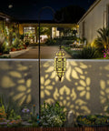 Outdoor Hanging Solar Lantern Lights No Wiring Needed, Waterproof Metal Moroccan Style Garden Decor For Patio Pathway