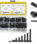 Heavy Duty Alloy Steel M4 Screw Kit 270 Pcs With Hex Socket Head Cap Bolts Nuts And Washers Includes 6mm 8mm 12mm