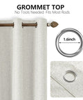 100 Percent Blackout Curtains For Bedroom And Living Room Linen Textured Thermal Insulated Room Darkening Grommet Top Drapes with 1.6 inch ring