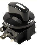 Heavy Duty Rotary Switch With Four Positions And Three Speeds For 120 To 250V AC, 15A Fan Heater Speed Selector, UL Listed, black knob