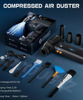 Electric Air Duster With Flashlight And Display, 180000 RPM High Speed Blower, 4 Gear Settings, accessories displayed