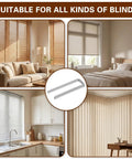 160 Piece Silver Plantation Shutter Repair Kit with Sturdy Louver Pins for Blinds Replacement shown in various room settings.