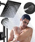 8-Inch Rain Shower Head With Handheld Spray, Pro-Grade High-Pressure Chrome Shower System in use by person showering