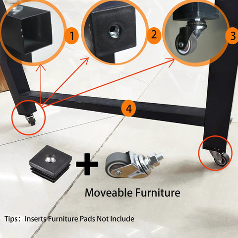 Installed 1 Inch Swivel Stem Threaded Casters With M8x15 Threaded Rod 360 Degree Swivel Action TPR Quiet Caster Wheels