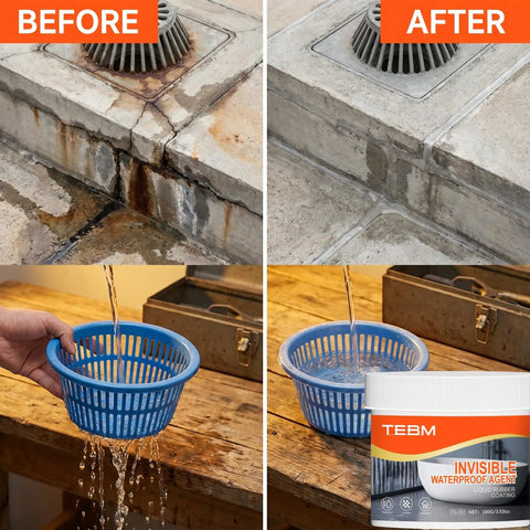 Before and after of waterproofing with Straight Up Invisible Leak Stopper Clear Waterproof Masonry Coating for exterior walls.