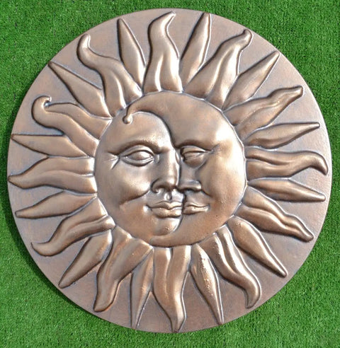 Sun And Moon Concrete Stepping Stone Mold For Plaster Garden Path Decor Fifteen Point Seven Inches Diameter One And A Half Inch Thick ABS Plastic Stone Mold S11 featuring sun and moon design