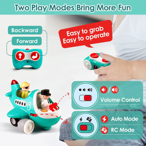 Cool Remote Control Airplane Toy For Toddlers With Lights And Sounds Two Play Modes Safe Design For Little Ones Musical RC Helicopter Gift