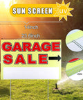 Three Piece Extra Large Garage Sale Sign Kit With Stakes, 24 By 16 Inches, Yard Sale Sign, corrugated plastic, shown in lawn