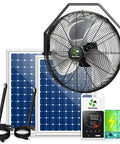 Solar Powered Outdoor Wall Mount Fan With Battery And Adjustable Thermostat 18 Inch Heavy Duty Metal Outdoor Fan For Patios Waterproof