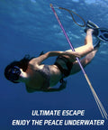 Diver using Rugged Seven Foot Aircraft Grade Aluminum Hawaiian Sling Pole Spear with Three Prong Stainless Tip underwater.