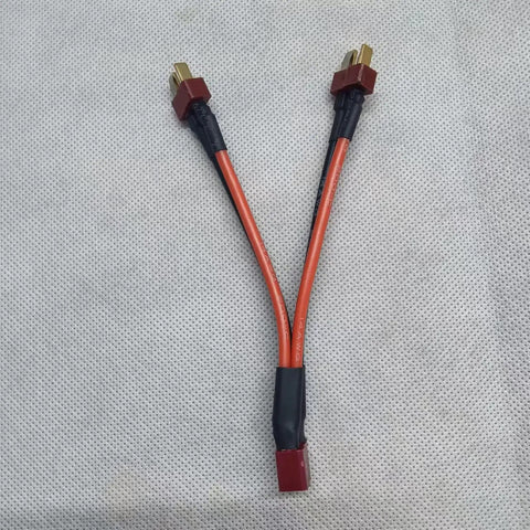 RC T Plug Parallel Connector Kit With 14 AWG 10cm Silicone Cord One Female To Two Male Battery Extension Cables Gold Plated T Plug Series