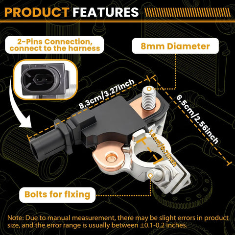 Straight Swap Battery Current Sensor That Bolts Right Up To Chrysler 200 300 Jeep Wrangler features 2-pin connection and 8mm diameter.