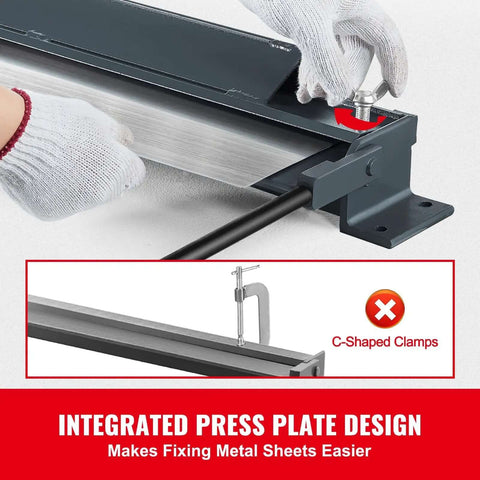 Box And Pan Brake 48 Inch Sheet Metal Bender for 0 to 130 Degree Bends with integrated press plate design for easy metal sheet fixing