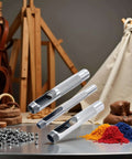 Three-Piece Grommet Hole Punch Set For Leatherworking, Heavy Duty Steel Hollow Punches with leather tools and materials