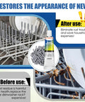 Dishwasher Rack Repair Kit With 1.7oz Grey Waterproof Coating And 100 Tine Prong End Caps shown improving rusted rack.