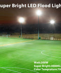 Floodlit stadium using Beast Mode 300W LED Flood Light For Outdoors, 30,000 Lumens Stadium Lighting, 7000K Daylight, IP67