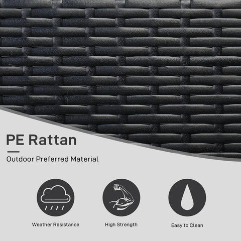 Close-up of black PE rattan material for 5 Foot Outdoor Porch Swing For Adults Wicker 3 Person Patio Swing easy to clean, strong.