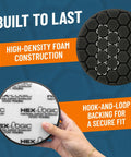 Buffing Pad Sampler Kit For Detailing with high-density foam and Hex-Logic design held by hand