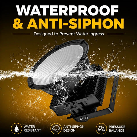 Heavy Hitter Led Flood Light 200W To 1500W Top Shelf Lumens Outdoor Area Spotlight with waterproof and anti-siphon design.