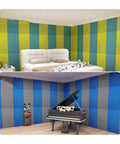 Pro Level 3 Inch Acoustic Foam Rolls For Walls And Trucks Self Stick Soundproof Panels Noise Canceling Insulation Sheets in a colorful studio setting.