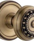 Georgetown Rosette With Parthenon Knob Passage Door Hardware Set Two And Three Eighths Inch Backset Vintage Brass For Interior Doors
