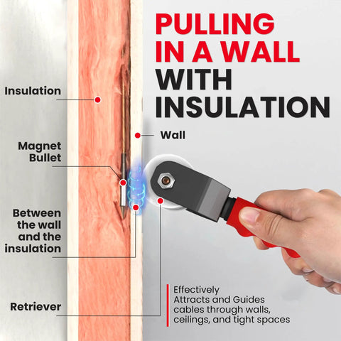 XP1000-LC Magnetic Wire Puller With Flexible Steel Leader used for cable installation through wall insulation