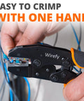 Pro Grade Crimping Tool Kit With Six Interchangeable Dies, Ratcheting Wire Crimper easily used with one hand against wires