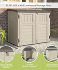 34 Cu Ft Horizontal Resin Storage Shed With Floor Included, Lockable And Weatherproof Outdoor Storage in Vanilla Stone