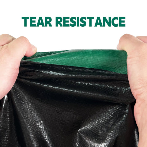 Heavy Duty 15x15 Ft Waterproof Tarp With Durable Reinforced Edges And Grommets, UV Resistant 10 Mil Thick, Green And Black