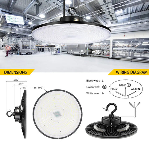 LED High Bay Light With Black Finish For Industrial Warehouses And Workshops Ultra Bright Energy Saving Ceiling Fixture