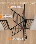 Extra Wide Adjustable Dog Gate For Doorways Built Tough Metal Pet Barrier features auto close and dual direction opening mechanism.